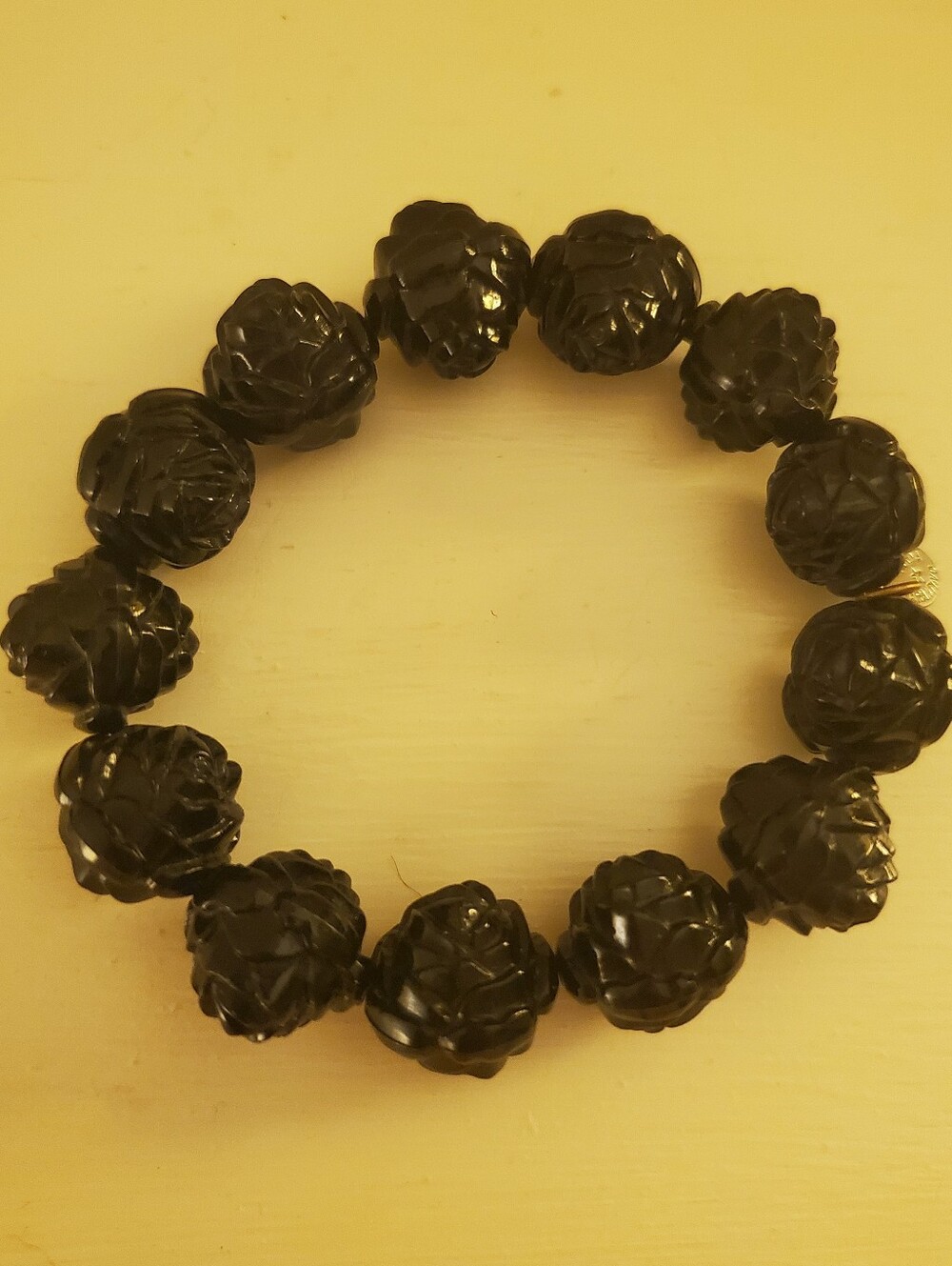 Tarina Tarantino Black Rose Lucite Bead Stretch Bracelet